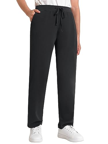 Weintee Damen Petite Sweatpants Jogginghose mit Taschen, Schwarz, Small Zierlich von Weintee