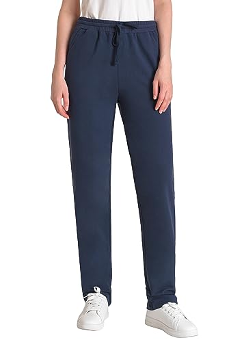 Weintee Damen Sweatpants aus Baumwolle mit Taschen, 86,4 cm Schrittlänge, Marineblau, X-Large Hoch von Weintee