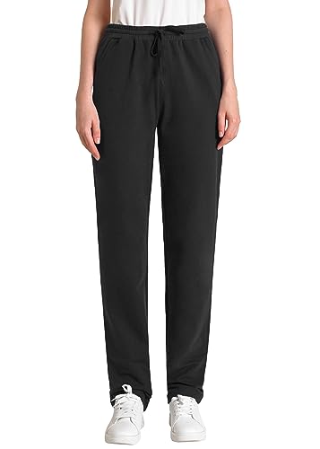 Weintee Damen Sweatpants aus Baumwolle mit Taschen, 86,4 cm Schrittlänge, Schwarz, Small Hoch von Weintee