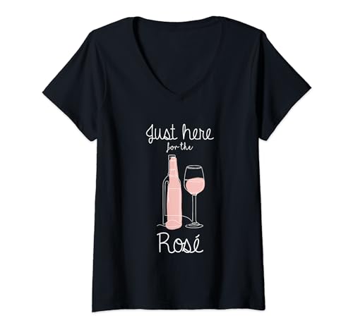 Damen Rosenwein T-Shirt mit V-Ausschnitt Damen Rosenwein T-Shirt mit V-Ausschnitt von Weintrinker Weinliebhaber Wein Rosé Sekt