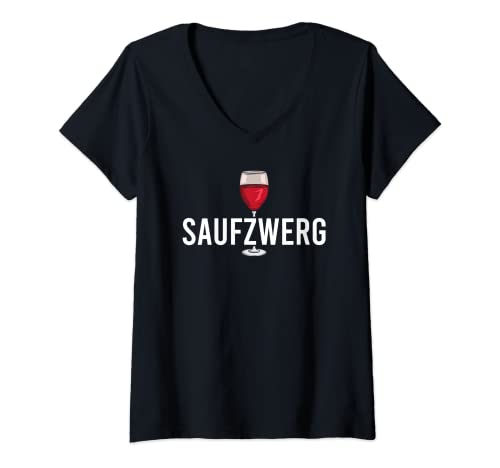Damen Saufzwerg Rotwein Alkohol Trinken Weinglas Rotwein Party T-Shirt mit V-Ausschnitt Damen Saufzwerg Rotwein Alkohol Trinken Weinglas Rotwein Party T-Shirt mit V-Ausschnitt von Weintrinker & Weintrinkerin Urlaub Geschenkidee