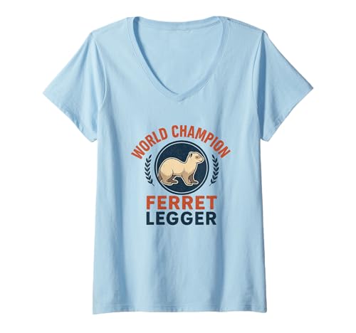 Damen Weltmeister Frettchen Legger - Lustiger Tiersport T-Shirt mit V-Ausschnitt Damen Weltmeister Frettchen Legger - Lustiger Tiersport T-Shirt mit V-Ausschnitt von Weird Hobbies