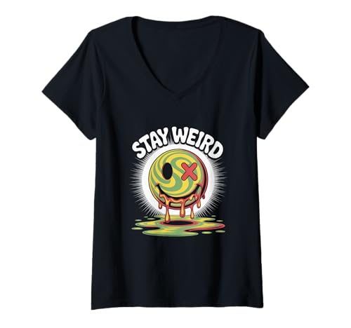 Damen Lustiger Humor Weird People Fun Graphic Funny Stay Weird T-Shirt mit V-Ausschnitt von Weird People Fun Graphic Funny Stay Weird Shirt