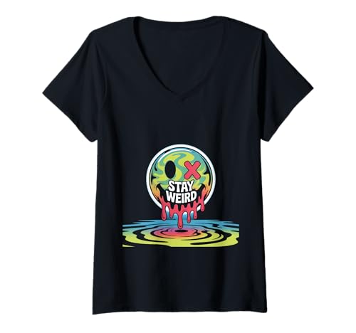 Damen Lustiger Humor Weird People Fun Graphic Funny Stay Weird T-Shirt mit V-Ausschnitt von Weird People Fun Graphic Funny Stay Weird Shirt