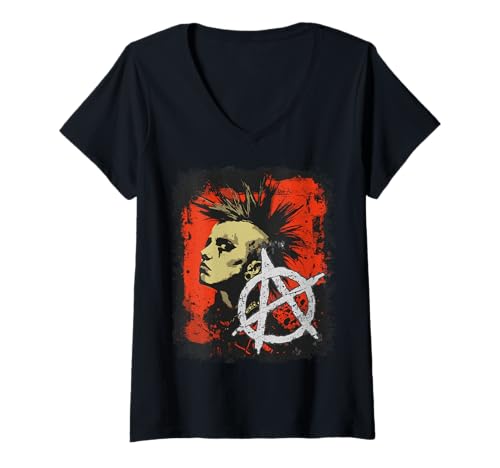 Damen Punkrock Mädchen T-Shirt mit V-Ausschnitt Damen Punkrock Mädchen T-Shirt mit V-Ausschnitt von Weird Punkrock love