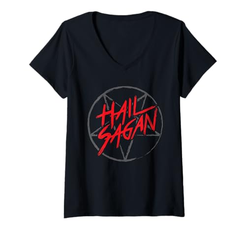 Damen Wissenschaft Weltraum Hail Sagan Kosmos NASA Carl Nerd Geek Chic Lol T-Shirt mit V-Ausschnitt Damen Wissenschaft Weltraum Hail Sagan Kosmos NASA Carl Nerd Geek Chic Lol T-Shirt mit V-Ausschnitt von Weird Science All Stars