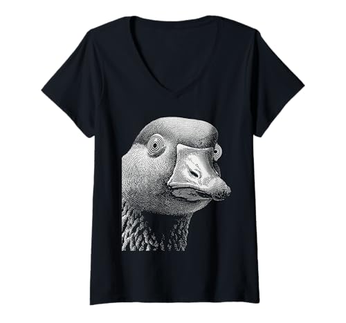 Damen Hypnotic Goose Weird Eyes Horror Weirdcore Gruseliges Halloween T-Shirt mit V-Ausschnitt von Weirdcore Clothing & Halloween Clothes