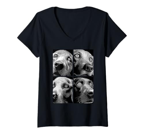 Damen Hypnotic Labrador Retriever Seltsame Augen Weirdcore Halloween T-Shirt mit V-Ausschnitt von Weirdcore Clothing & Halloween Clothes