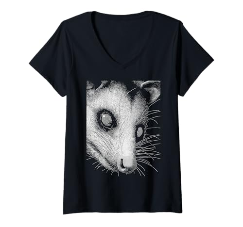 Damen Hypnotic Opossum Weird Eyes Odd Weirdcore Gruseliges Halloween T-Shirt mit V-Ausschnitt von Weirdcore Clothing & Halloween Clothes