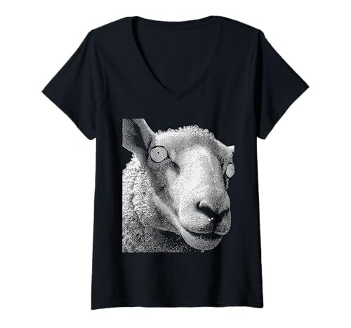 Damen Hypnotic Sheep Weird Eyes Horror Weirdcore Gruseliges Halloween T-Shirt mit V-Ausschnitt von Weirdcore Clothing & Halloween Clothes