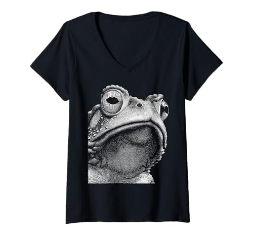 Damen Hypnotic Toad Seltsame Augen Horror Weirdcore Odd Halloween T-Shirt mit V-Ausschnitt von Weirdcore Clothing & Halloween Clothes