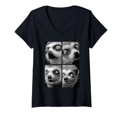 Damen Hypnotische Igel Weird Eyes Weirdcore Horror Halloween T-Shirt mit V-Ausschnitt von Weirdcore Clothing & Halloween Clothes