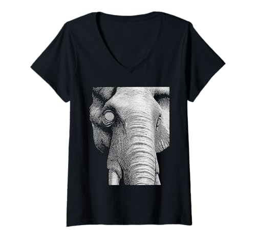 Damen Hypnotischer Elefant Weird Eyes Alt Horror Weirdcore Halloween T-Shirt mit V-Ausschnitt von Weirdcore Clothing & Halloween Clothes