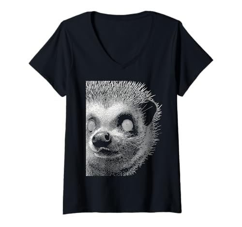 Damen Hypnotischer Igel Weird Eyes Weirdcore Alt Horror Halloween T-Shirt mit V-Ausschnitt von Weirdcore Clothing & Halloween Clothes