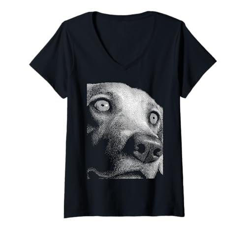 Damen Hypnotischer Labrador Retriever Seltsame Augen Weirdcore Halloween T-Shirt mit V-Ausschnitt von Weirdcore Clothing & Halloween Clothes