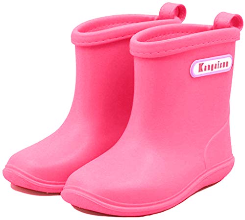 Gummistiefel Kinder für Jungen Mädchen Wasserdichte Rutschfeste Weiche PVC Regenstiefel Kleinkind, Herstellergröße 13, EU-Größe 20/21, Rosa von Weishuo