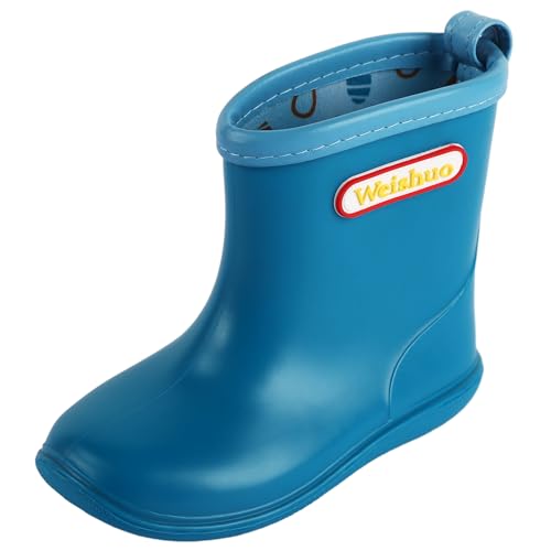 Gummistiefel Kinder für Jungen Mädchen Wasserdichte Rutschfeste Weiche PVC Regenstiefel Kleinkind, Herstellergröße 15, EU-Größe 23, Himmelblau von Weishuo