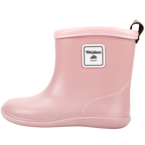 Weishuo Gummistiefel Kinder Wasserdichte Stiefel Regenschuhe für Kleinkinder Jungen Mädchen 1-8 Jahre, Herstellergröße 13, EU-Größe 20/21, Rosa von Weishuo