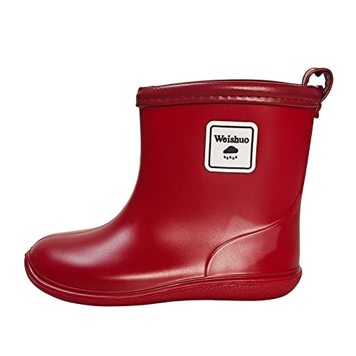 Weishuo Gummistiefel Kinder Wasserdichte Stiefel Regenschuhe für Kleinkinder Jungen Mädchen 1-8 Jahre, Herstellergröße 13, EU-Größe 20/21, Rot von Weishuo