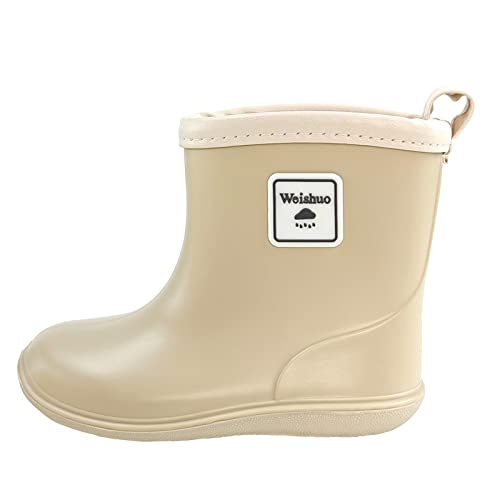 Weishuo Gummistiefel Kinder Wasserdichte Stiefel Regenschuhe für Kleinkinder Jungen Mädchen 1-8 Jahre, Herstellergröße 18, EU-Größe 26, Grauweiß von Weishuo