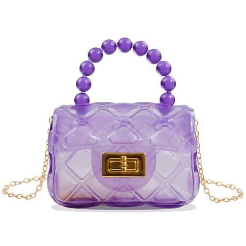 Weishuo Mädchen Umhängetasche Transparente Gesteppte Taschen mit Perlengriff Kleine Geldbörse Brieftasche Kinder Handtasche für Mädchen Kleinkinder Teens - Lila Weishuo Mädchen Umhängetasche Transparente Gesteppte Taschen mit Perlengriff Kleine Geldbörse Brieftasche Kinder Handtasche für Mädchen Kleinkinder Teens - Lila von Weishuo