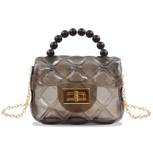 Weishuo Mädchen Umhängetasche Transparente Gesteppte Taschen mit Perlengriff Kleine Geldbörse Brieftasche Kinder Handtasche für Mädchen Kleinkinder Teens - Schwarz Weishuo Mädchen Umhängetasche Transparente Gesteppte Taschen mit Perlengriff Kleine Geldbörse Brieftasche Kinder Handtasche für Mädchen Kleinkinder Teens - Schwarz von Weishuo