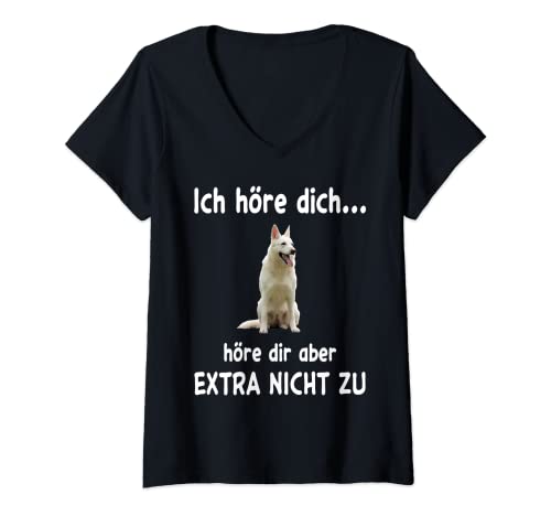 Damen Weisser Schäferhund Hund - Weisser Schäferhund T-Shirt mit V-Ausschnitt Damen Weisser Schäferhund Hund - Weisser Schäferhund T-Shirt mit V-Ausschnitt von Weisser Schäferhund Hund - Weisser Schäferhund