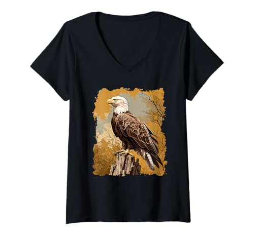 Damen Bald Eagle Weißkopfseeadler T-Shirt mit V-Ausschnitt Damen Bald Eagle Weißkopfseeadler T-Shirt mit V-Ausschnitt von Weißkopfseeadler Weißkopfseeadler Geschenk Shop
