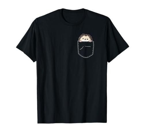 Weitere Süße Weißbauch Igel Liebhaber - Afrikanischer Weißbauchigel Igel Brusttasche Kostüm T-Shirt (Schwarz, Klein, EU, Crew-Ausschnitt, Kurzarm, Unisex-Kinder, Unisex-Erwachsene, Frauen) von Weitere Süße Weißbauch Igel Liebhaber Outfit Ideen