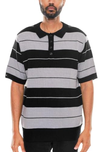 Weiv Herren Charlie Brown Poloshirt S-5X Kurzarm Shirt Midweight Acryl Stretch Button Casual Top, Schwarz Grau, Mittel Weiv Herren Charlie Brown Poloshirt S-5X Kurzarm Shirt Midweight Acryl Stretch Button Casual Top, Schwarz Grau, Mittel von Weiv Gear