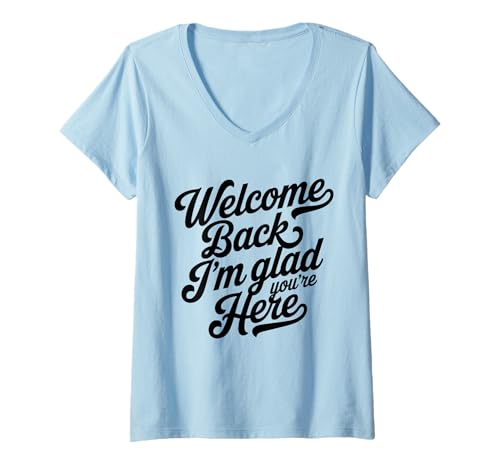 Damen Willkommen zurück Ich freue Mich, DASS du Hier bist. Zurück zur Schule, Lehrer T-Shirt mit V-Ausschnitt Damen Willkommen zurück Ich freue Mich, DASS du Hier bist. Zurück zur Schule, Lehrer T-Shirt mit V-Ausschnitt von Welcome Back I'm Glad You're Here First Day School