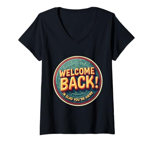 Damen Willkommen zurück Ich freue Mich, DASS du Hier bist Lehrer Zurück zur Schule T-Shirt mit V-Ausschnitt Damen Willkommen zurück Ich freue Mich, DASS du Hier bist Lehrer Zurück zur Schule T-Shirt mit V-Ausschnitt von Welcome Back I'm Glad You're Here Teacher Products