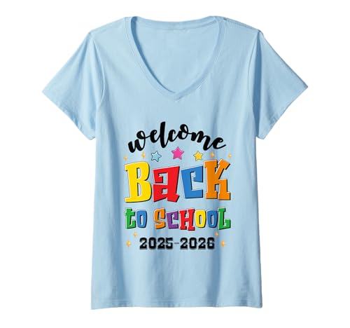 Damen Welcome Back School Shirt, Abschlusskappe, Bleistiftbuch, lustig T-Shirt mit V-Ausschnitt Damen Welcome Back School Shirt, Abschlusskappe, Bleistiftbuch, lustig T-Shirt mit V-Ausschnitt von Welcome Back School Tee Shirts for Students
