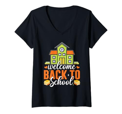 Damen Welcome Back to School Lehrer Schüler Einschulung Schulstart T-Shirt mit V-Ausschnitt Damen Welcome Back to School Lehrer Schüler Einschulung Schulstart T-Shirt mit V-Ausschnitt von Welcome Back To School Apparel