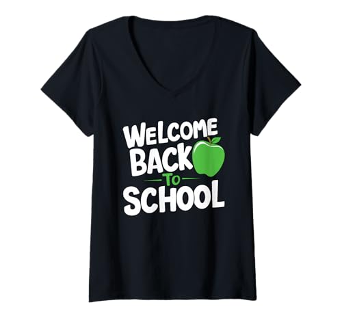 Damen Welcome Back to School Lehrer Schüler Einschulung Schulstart T-Shirt mit V-Ausschnitt Damen Welcome Back to School Lehrer Schüler Einschulung Schulstart T-Shirt mit V-Ausschnitt von Welcome Back To School Apparel