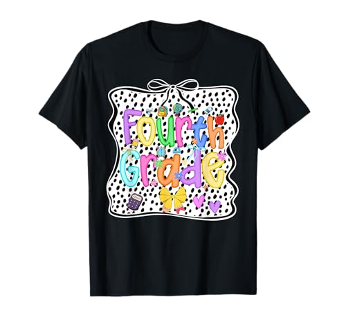 Back to School 4th Grade Girls 4th Grade Dalmatiner Dots T-Shirt von Welcome Back To School First Day Of Fourth Grade