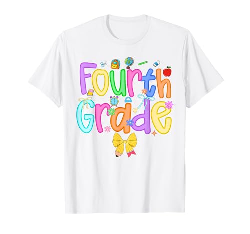 Zurück zur Schule: Mädchen der vierten Klasse verneigen Sich, Lehrerkinder der 4. Klasse T-Shirt von Welcome Back To School First Day Of Fourth Grade