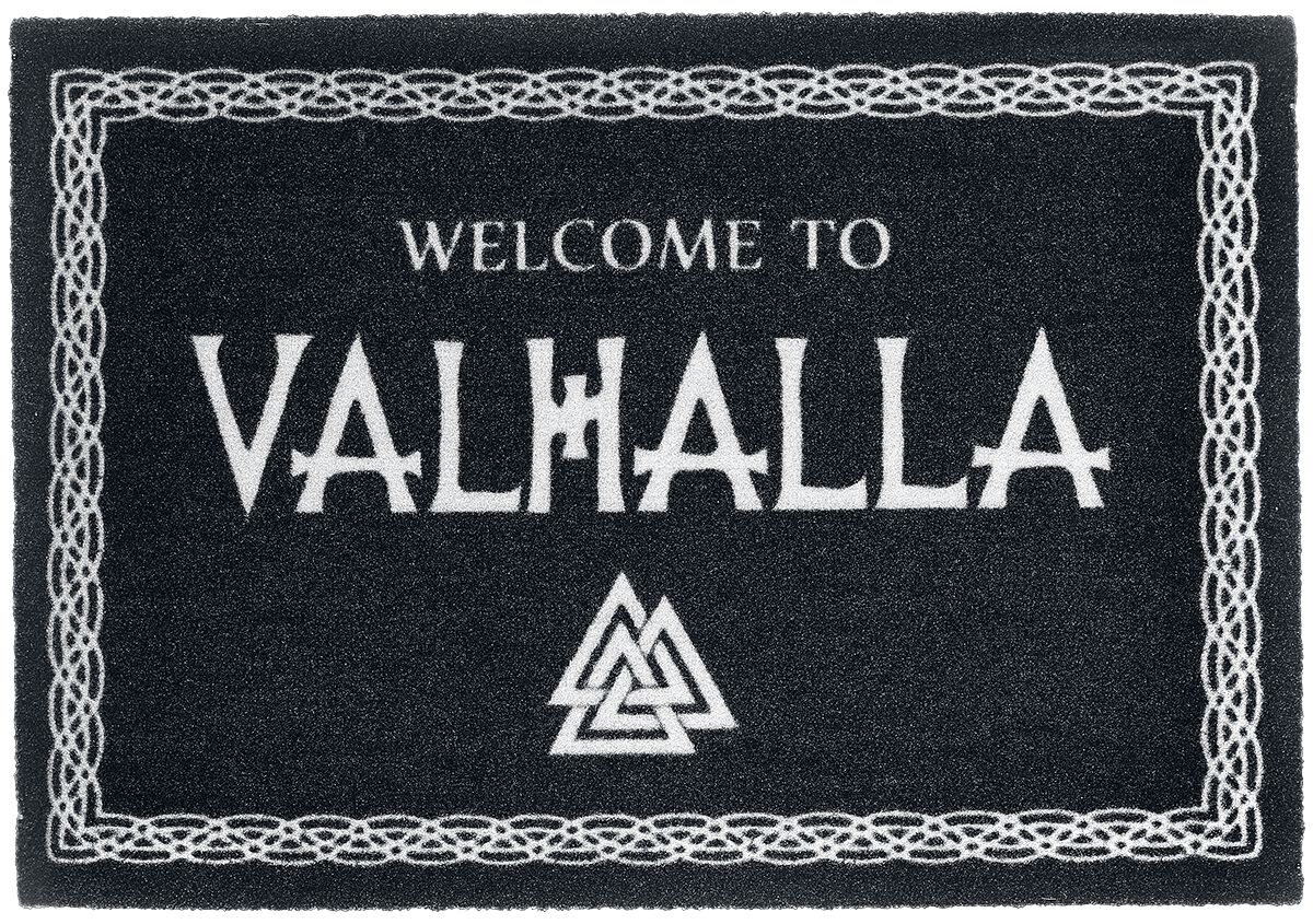 Welcome to Valhalla  Fußmatte schwarz weiß von Welcome to Valhalla