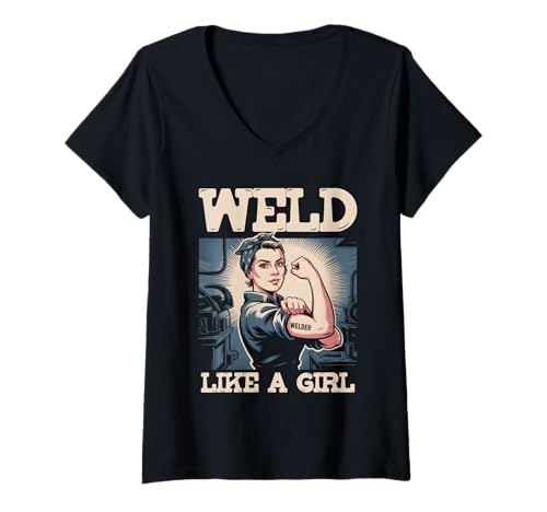 Damen Schweißen wie EIN Mädchen Versuchen Sie weiterzumachen Schweißer Eisenarbeiter Schweißen T-Shirt mit V-Ausschnitt Damen Schweißen wie EIN Mädchen Versuchen Sie weiterzumachen Schweißer Eisenarbeiter Schweißen T-Shirt mit V-Ausschnitt von Weld Like A Girl Try To Keep Up Welder Ironworker