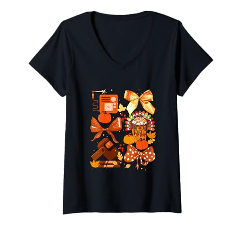 Damen Thanksgiving Collection Schweißerwerkzeuge Fliege Kürbisse T-Shirt mit V-Ausschnitt Damen Thanksgiving Collection Schweißerwerkzeuge Fliege Kürbisse T-Shirt mit V-Ausschnitt von Welder Holiday List Costume