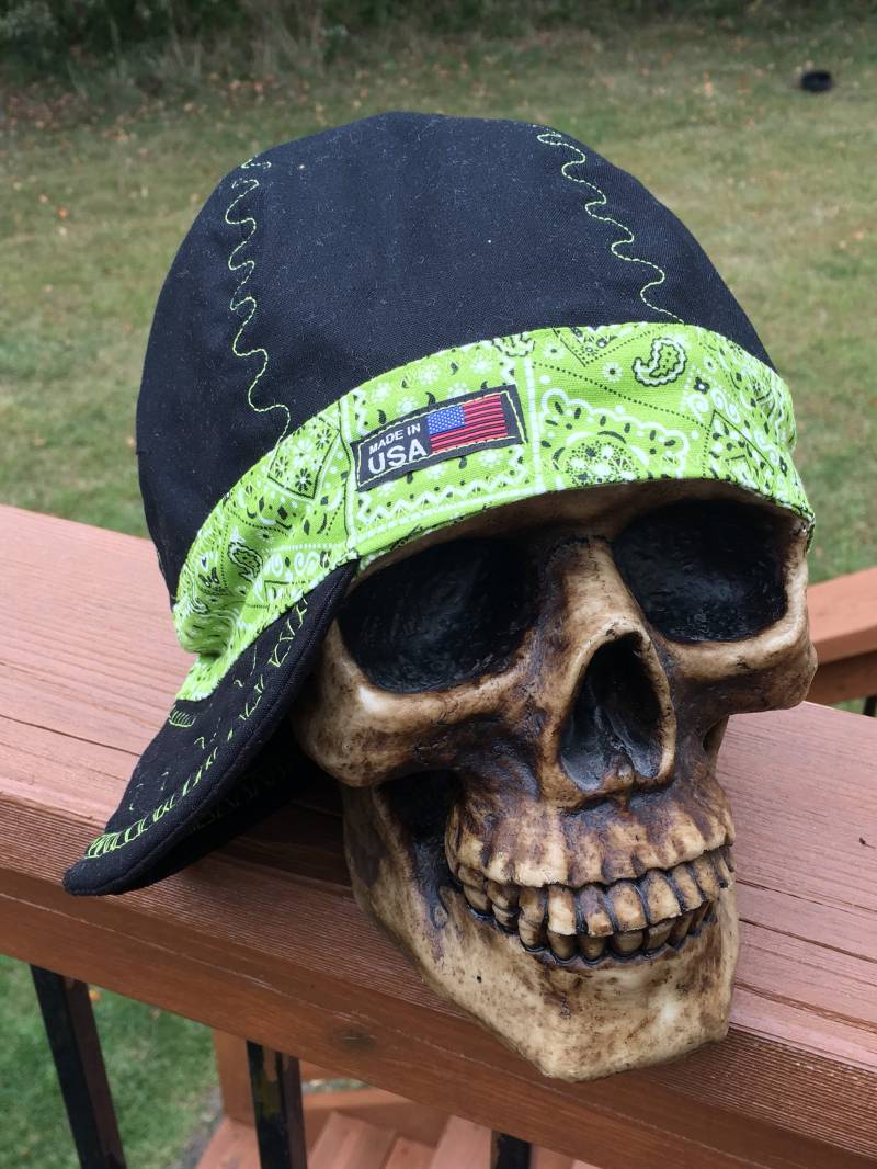 Schwarze Bandana Banders - Lime Grün- Die Ziernähte Variieren Auf Bestellung Wendbar Vorgewaschen Weicher Und Strapazierfähiger Baumwollstoff Schwarze Bandana Banders - Lime Grün- Die Ziernähte Variieren Auf Bestellung Wendbar Vorgewaschen Weicher Und Strapazierfähiger Baumwollstoff von WeldingCapsbyLori