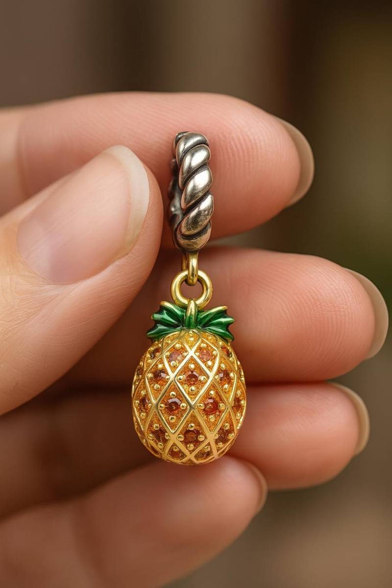 Ananas Frucht Obst Vitamine Saft Vegan Südfrucht Charm 925 Silber Bettelarmband Schmuck Anhänger Zubehör von Weldingbrothers