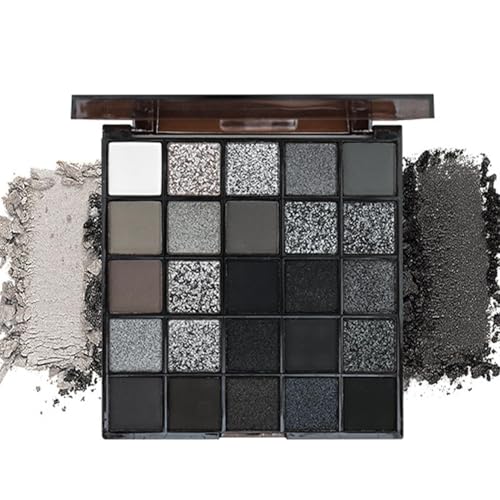 Smoky Lidschatten Palette 25 Farben Matte Schimmernde Make Up Palette Schwarz Hochpigmentierte Lidschatten Wasserdicht Langlebig Schwarze Lidschattenpalette For Halloween von Weldphur