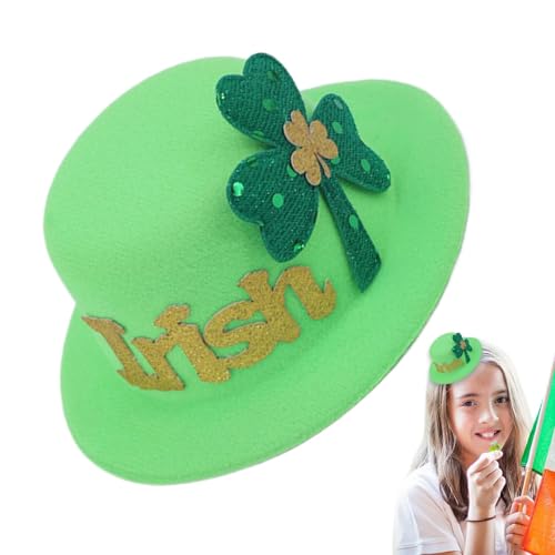 Weldphur Kleeblatt-Haarspange, St. Patrick's Day Hut-Haarspange | Hutförmige Kleeblatt-Haarnadel | Grüne irische Festival-Haarspangen, vielseitige Glückshaarspangen für Familientreffen von Weldphur