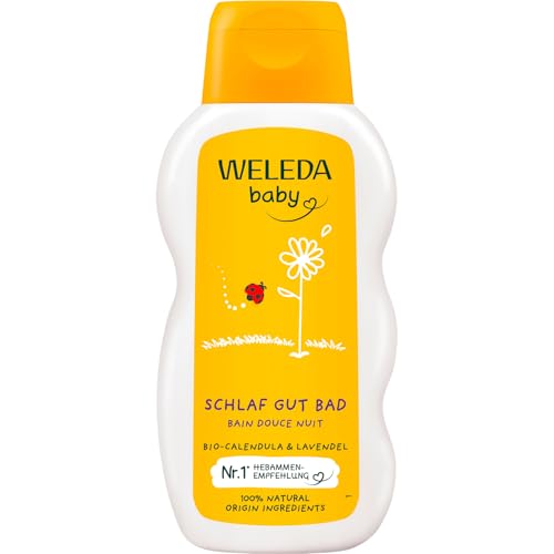 WELEDA Bio Baby Calendula Schlaf Gut Bad – sanftes Naturkosmetik Pflegebad zur abendlichen Entspannung für Babys (1x 200ml) von Weleda