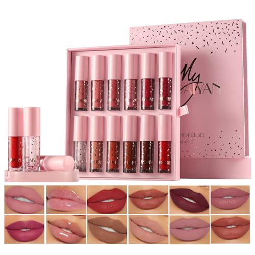 Welhammsae 12 Farben Lipgloss Set, Nude Matte Hydrating Antihaft-Tasse Glitzernd Lippenstift Set, Intensive Pigmente Waterproof Langlebig Lipstick Für Frauen Schönheit Make up Welhammsae 12 Farben Lipgloss Set, Nude Matte Hydrating Antihaft-Tasse Glitzernd Lippenstift Set, Intensive Pigmente Waterproof Langlebig Lipstick Für Frauen Schönheit Make up von Welhammsae