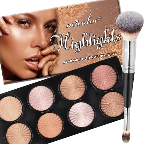 Welhammsae 8 Farben Highlight Kontur Palette, Makeup Set mit Pinsel, Mehrzweck-Konturpalette für Frauen und Mädchen Welhammsae 8 Farben Highlight Kontur Palette, Makeup Set mit Pinsel, Mehrzweck-Konturpalette für Frauen und Mädchen von Welhammsae