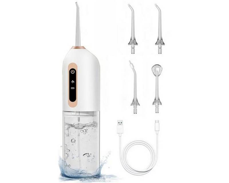 Welikera Munddusche 200ML Munddusche,Kabellos Elektrischer Zahnreiniger mit 3 Modi 4 Düsen von Welikera