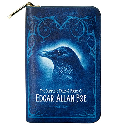 Well Read Edgar Allan Poe buchinspiriertes Portemonnaie mit Rundum-Reißverschluss für Literaturliebhaber Veganes Kunstleder Clutch Geldbörse Damen von Well Read