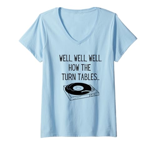 Damen Well Well How The Turn Tables T-Shirt mit V-Ausschnitt Damen Well Well How The Turn Tables T-Shirt mit V-Ausschnitt von Well Well Well How The Turn Tables